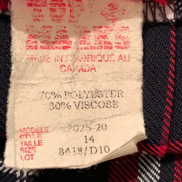 Vintage Top Marks Girls Navy Blue/Red Plaid Pleated Skirt Size 14 Made in Canada - Picture 4 of 7